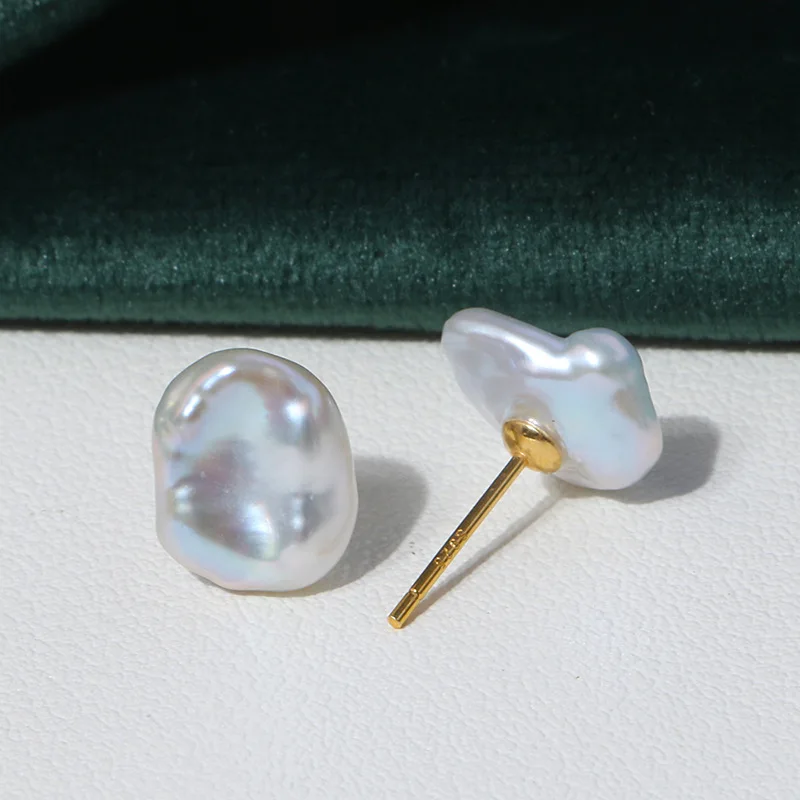 925 Sterling Silver 7-8mm Real Freshwater Pearl stud Earrings 1 pair silver stud earrings silver earrings pearl earrings studded earrings womens earrings