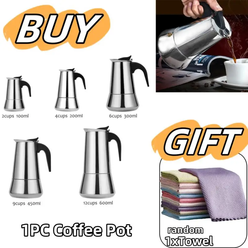 1Set Stainless Steel Moka Coffee Maker for Induction Cooker for Home Kitchen Making 100/200/300/450/600ml espresso coffee maker coffee maker coffee pot espresso maker