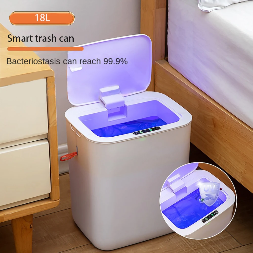 18L Smart Sensor Trash Can Bathroom Kitchen Toilet Automatic Trash Can Waterproof Electric Smart Bin Home Wastebasket
