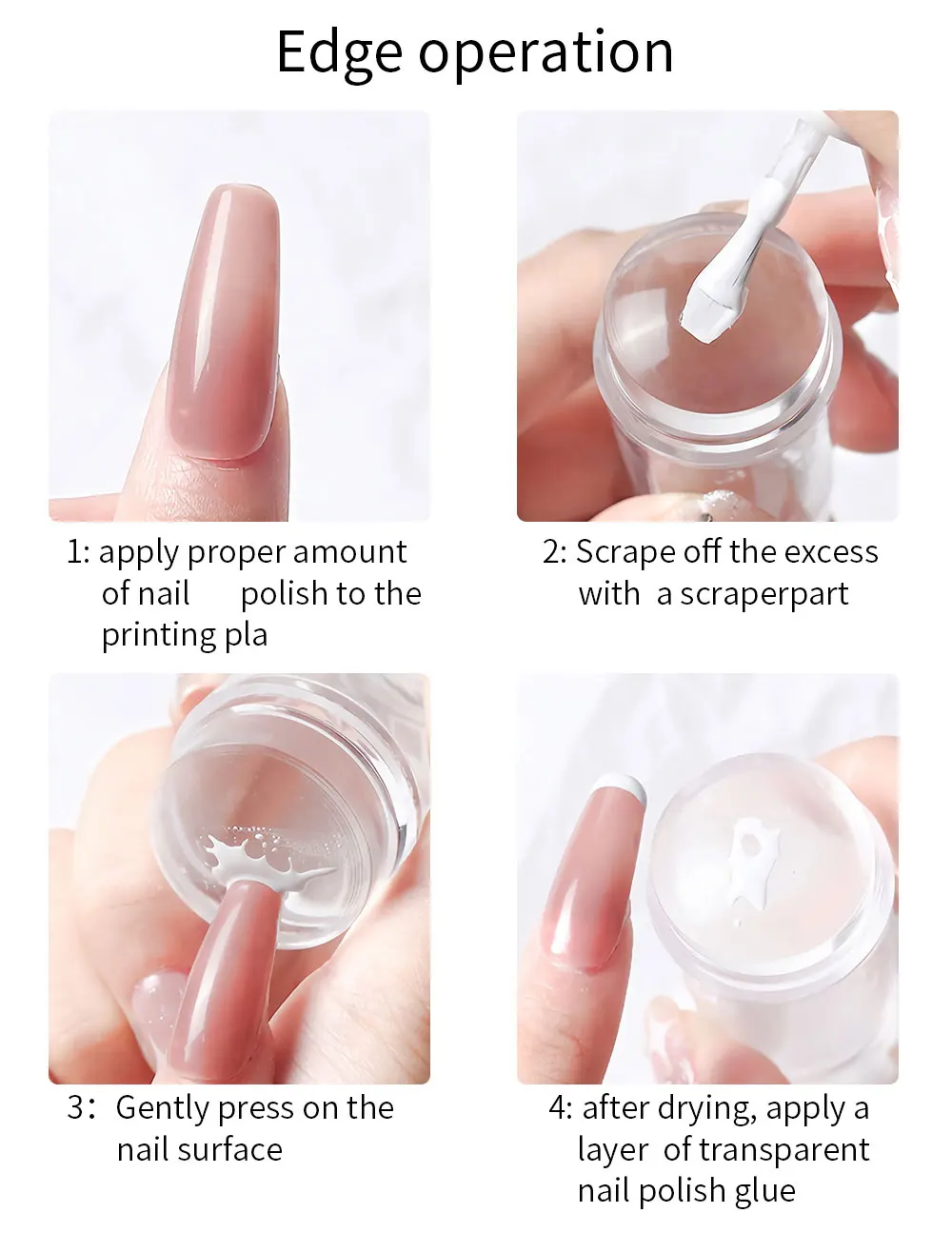 Description Picture 5 of itemLULAA Clear Jelly Soft Silicone Rectangular Nail Art Stamping Stamper with Scraper Image Plate Manicure Tools DIY Polish Kit