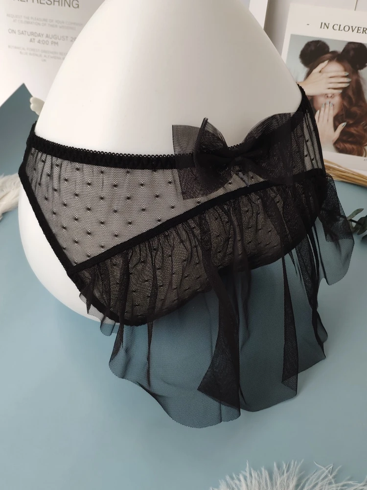 Underwear Spring New Mesh Big Bow Breathable Fantasy Briefs Lace Black