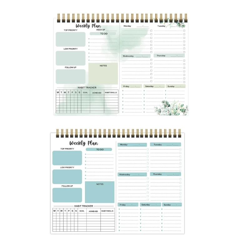 

Ежемесячный еженедельник-планировщик с переплетом на катушках. Двусторонний ежедневный планировщик для ежедневного еженедельного