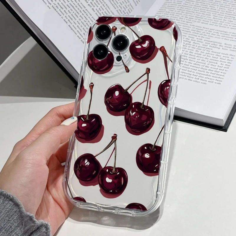 Wine Red Transparent Cherry Phone Case