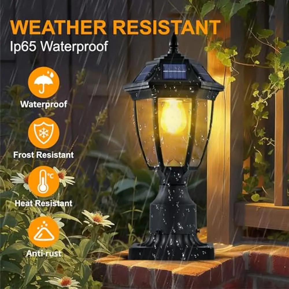Motion Sensor Solar Post Lights 2 Pack Outdoor Waterproof Solar Lantern Post Lights 3 Lighting Modes Aluminum & ABS Plastics