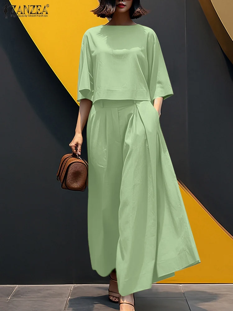 تُقدم ZANZEA طقمًا نسائيًا صيفيًا مكونًا من قطعتين...