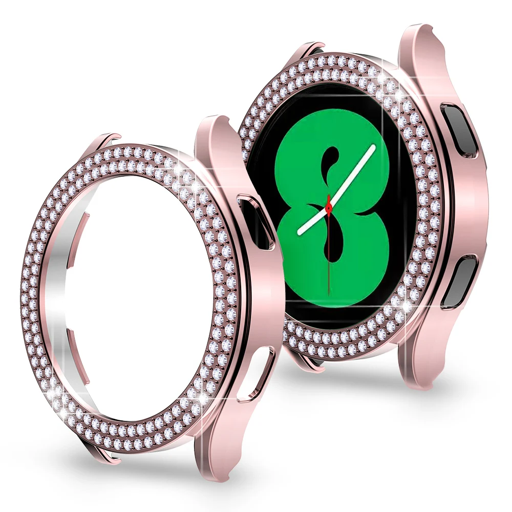 Cover Per Samsung Galaxy Watch 4 Custodia 40Mm 44Mm Accessori Bling Fashion Two Rows Diamond Bumper Galaxy Watch 4 Custodia Protettiva