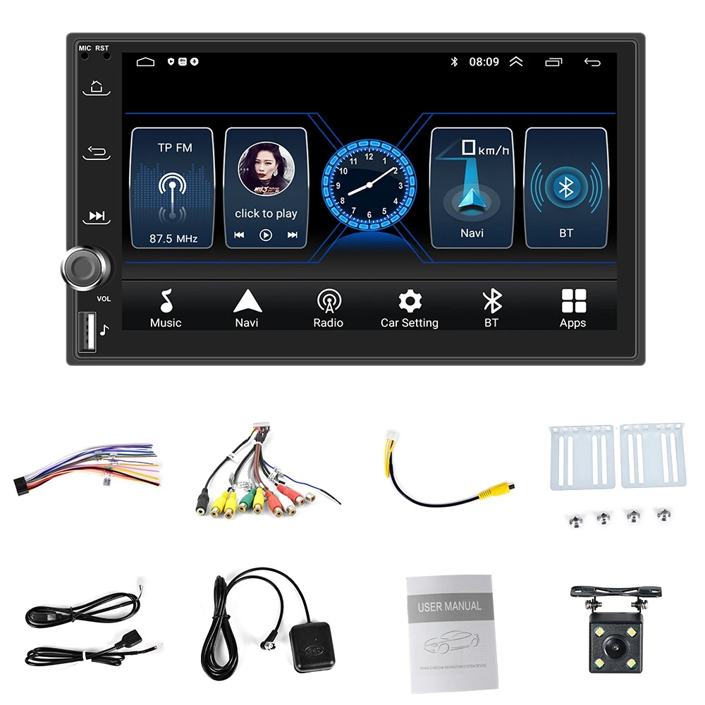 

Автомагнитола 2Din Android 10 7 дюймов Автомобильный мультимедийный плеер Carplay Android авто для Nissan Hyundai Kia Toyota