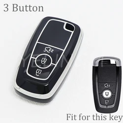 Premium Key Fob Case Cover Bag for Multiple Ford Vehicles (3Button Silver Black)