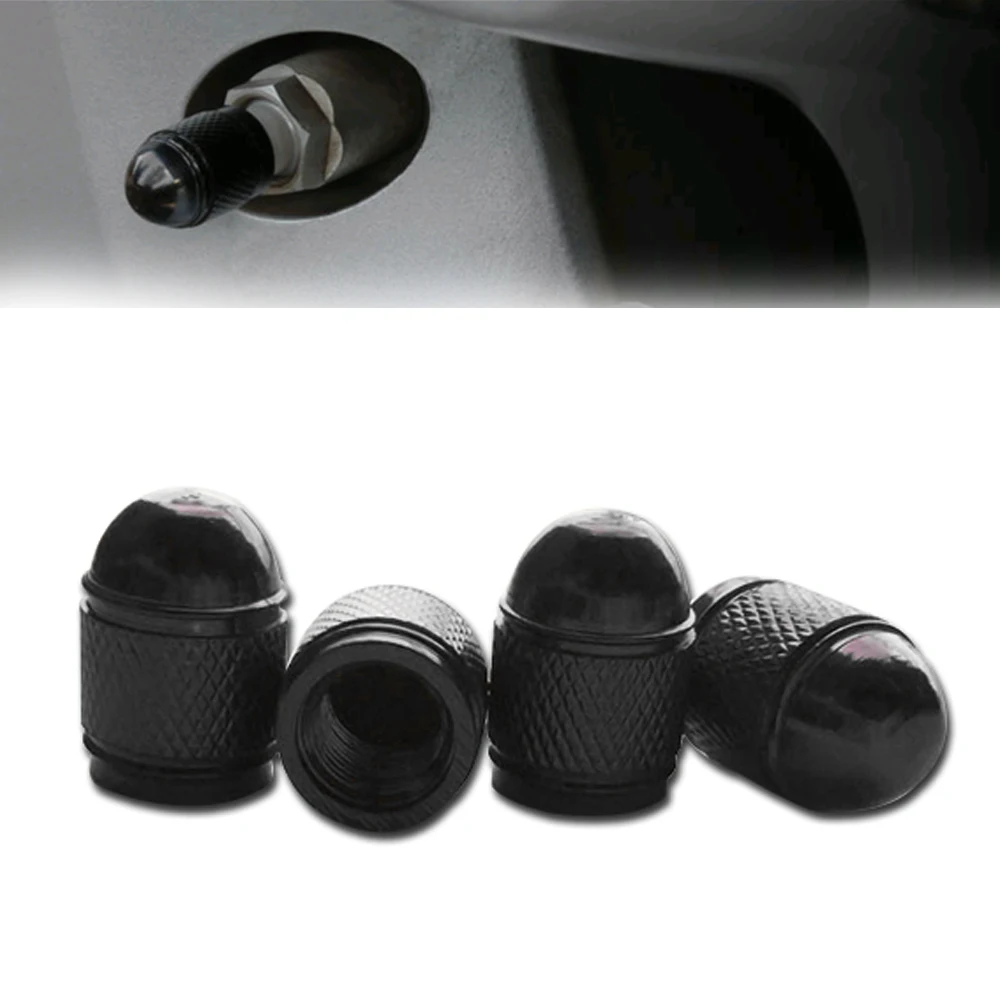 

4pcs Black Aluminum Bullet Valve Cap Tires Stem Caps Truck Air Port Cover Tire Rim Valve Wheel Stem CapExterior Car Accessories