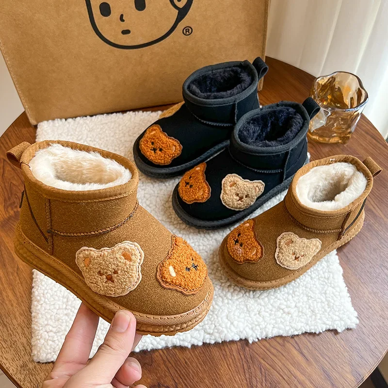 Cartoon Girl Boots Cute Warm Child Shoe New Winter Snow Boot Simple Versatile Ankle Boot Comfort Thick Child Boots Cotton Shoes