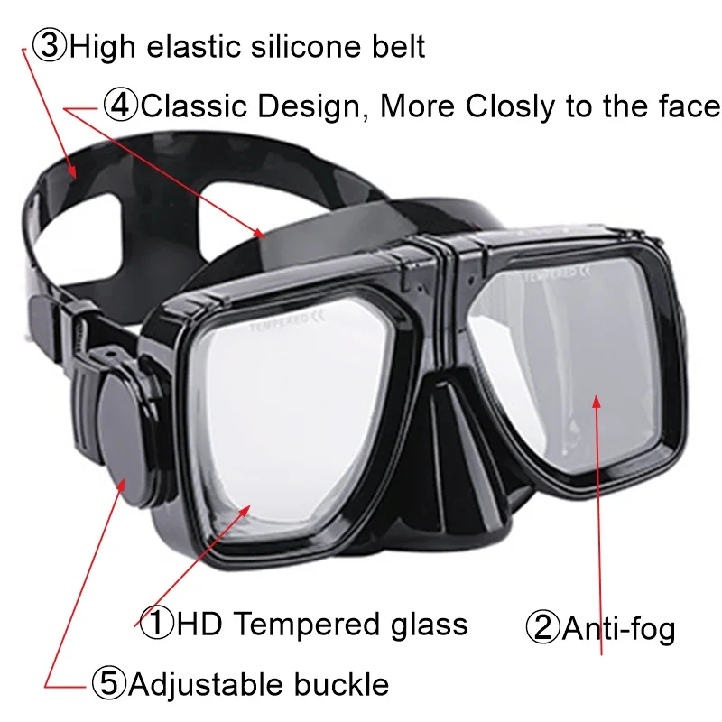 Black Scuba Diving Dive Snorkeling Silicone Dive Mask Strap 