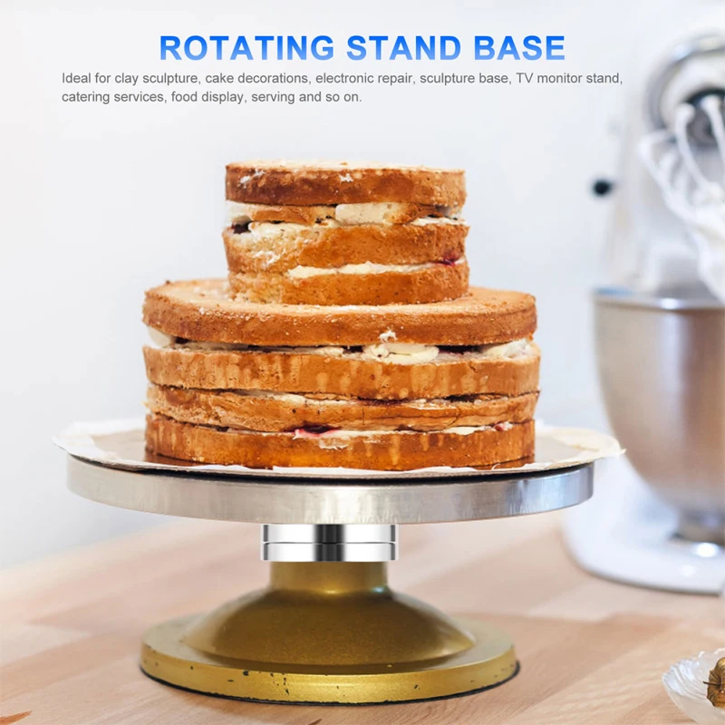 Description Picture 3 of itemRotating Cake Stand Turntable Cake Rotator Base Bearing Aluminium Alloy Revolving Cake Stand For Cake Pastries Cupcake
