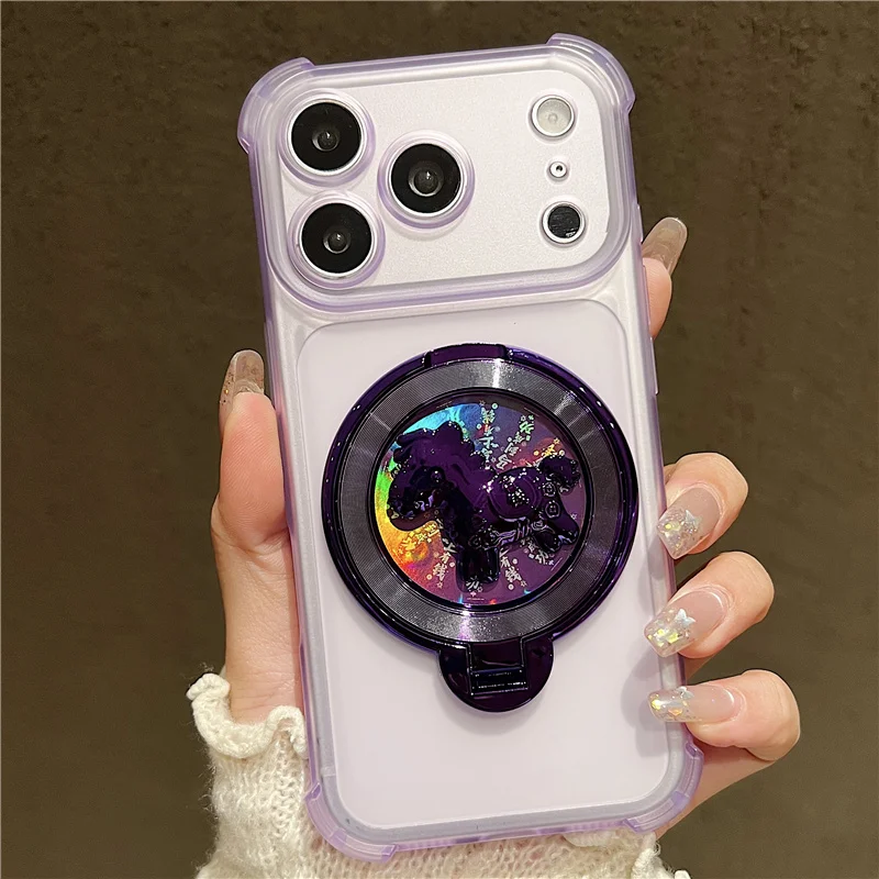 Luxury Rotating Gyro Magnetic Soft Clear Stand Case