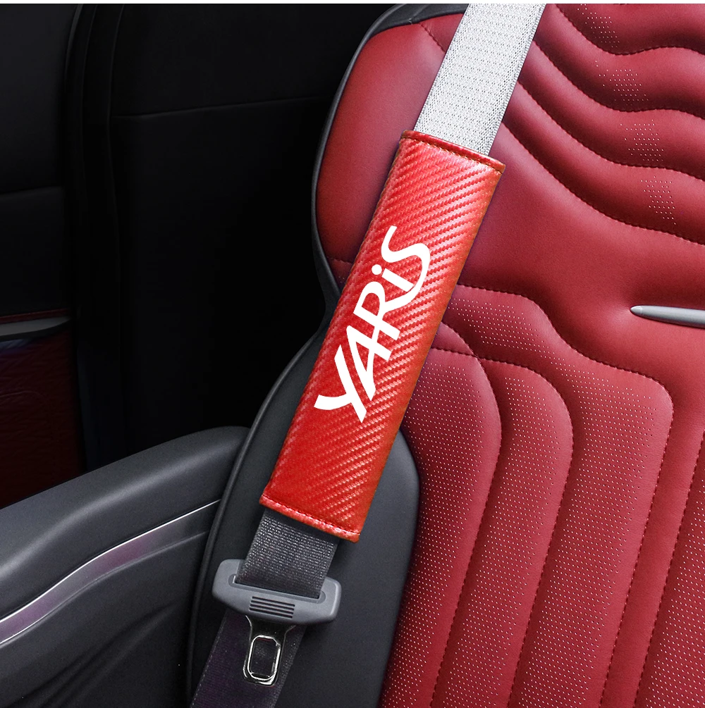 Carbon Faser Auto Sitz Gürtel Abdeckung Schulter Pad Schutz Abdeckung Sicherheit Gürtel Polsterung Pad Kissen Für Toyota YARIS Auto Zubehör – Detail 12