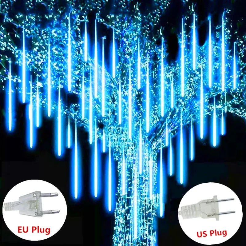 30/50Cm 8 Tubi Led Meteor Shower Rain Lights Waterproof Falling Raindrop Fairy String Light Christmas Holiday Party Patio Decor