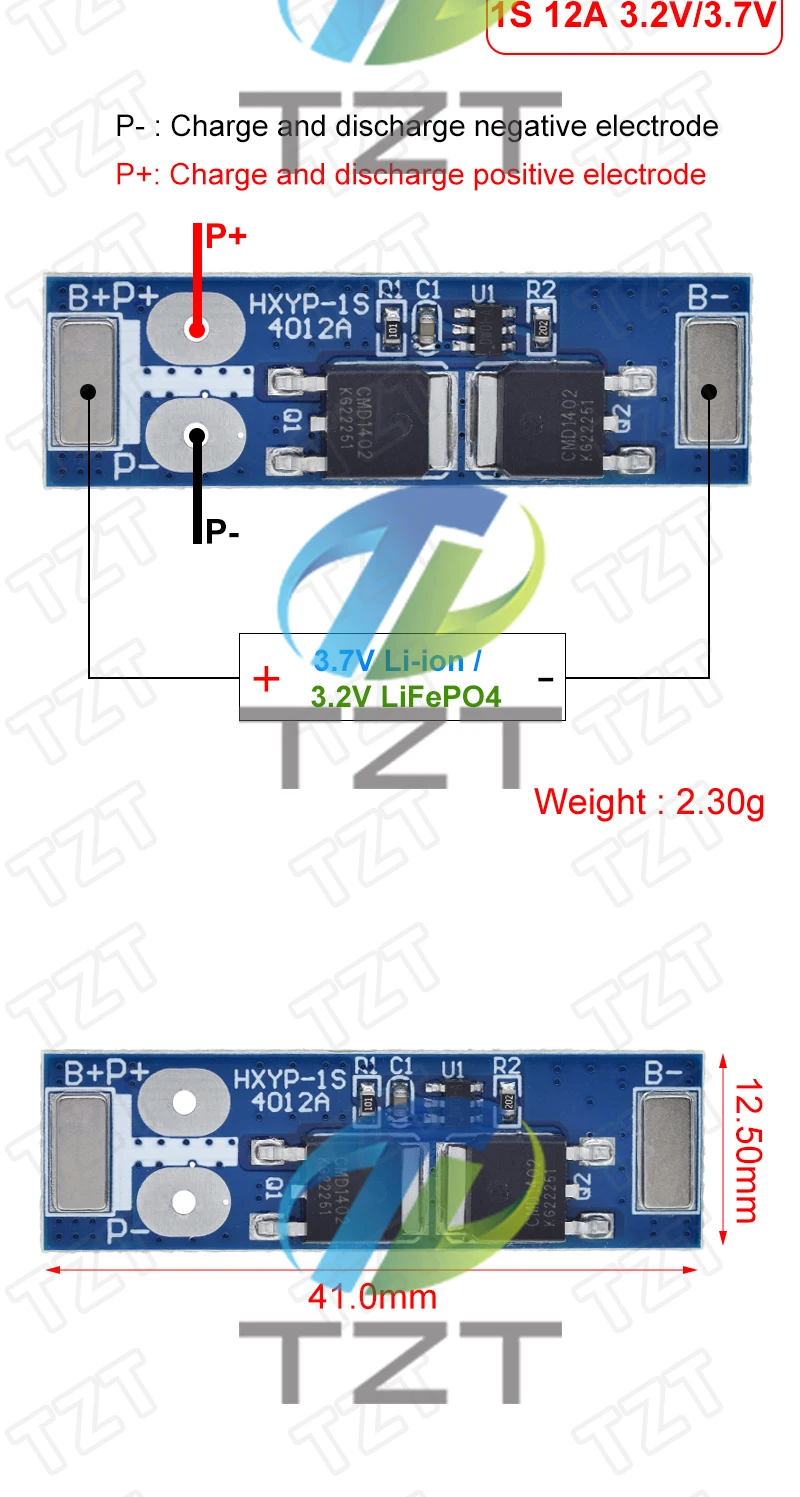 1S 12A 3,7 V Li-Ion/3,2 V Lifepo4 18650 Batterie Lade Schutz Bord Kurzschluss Schutz BMS PCM für Elektrische Motor – Detail 2