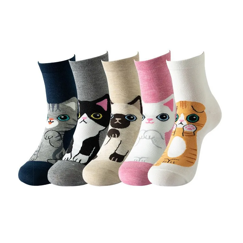 Calcetines Mujer Animales Divertidos - Pack 5 Pares, Gatos Y Perros, Talla única 37-42, Coloridos