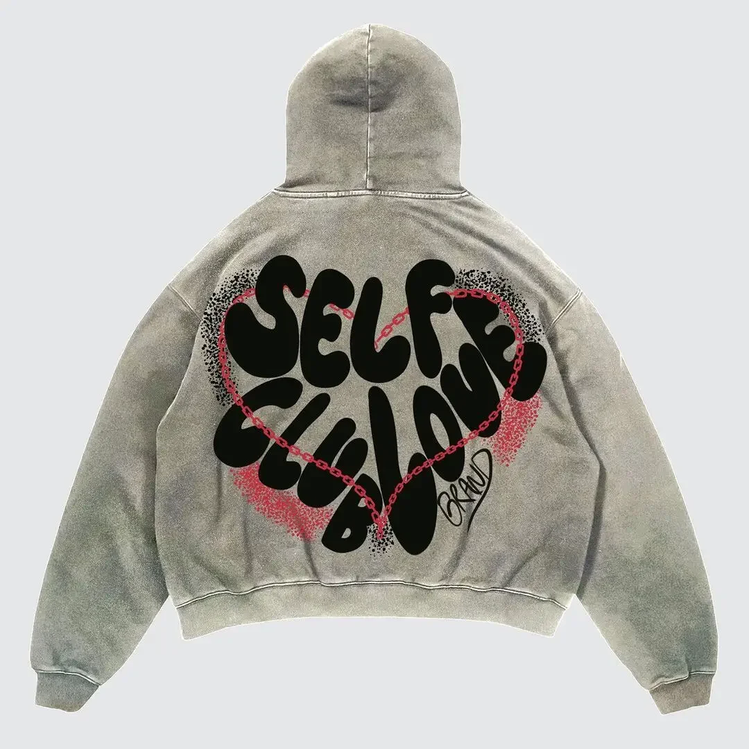thumbnail image 1 of Sudadera con capucha Retro Y2K, jersey de manga larga con estampado de patrón Harajuku, ropa de calle Retro, Hip Hop, Tops holgados para pareja, 1 of 5