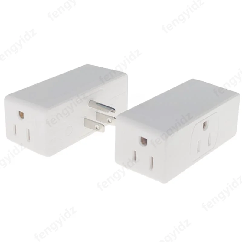US Wall Plug Adapter with 3 AC Outlet Extender Multiple Socket Power Strip Electrical Outlet for Home Office White
