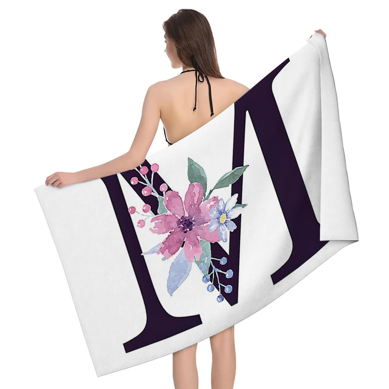 Home bath towels for the body towels bathroom letters and flower quick drying microfiber beach towel man and women large sports 2