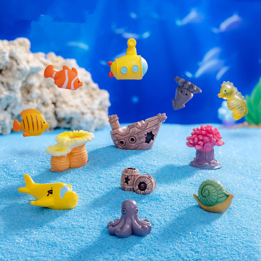 Cute Mini Artificial Marine Animals Fish Coral DIY Micro Landscape Ornaments Fish Tank Aquarium Accessories Decorations