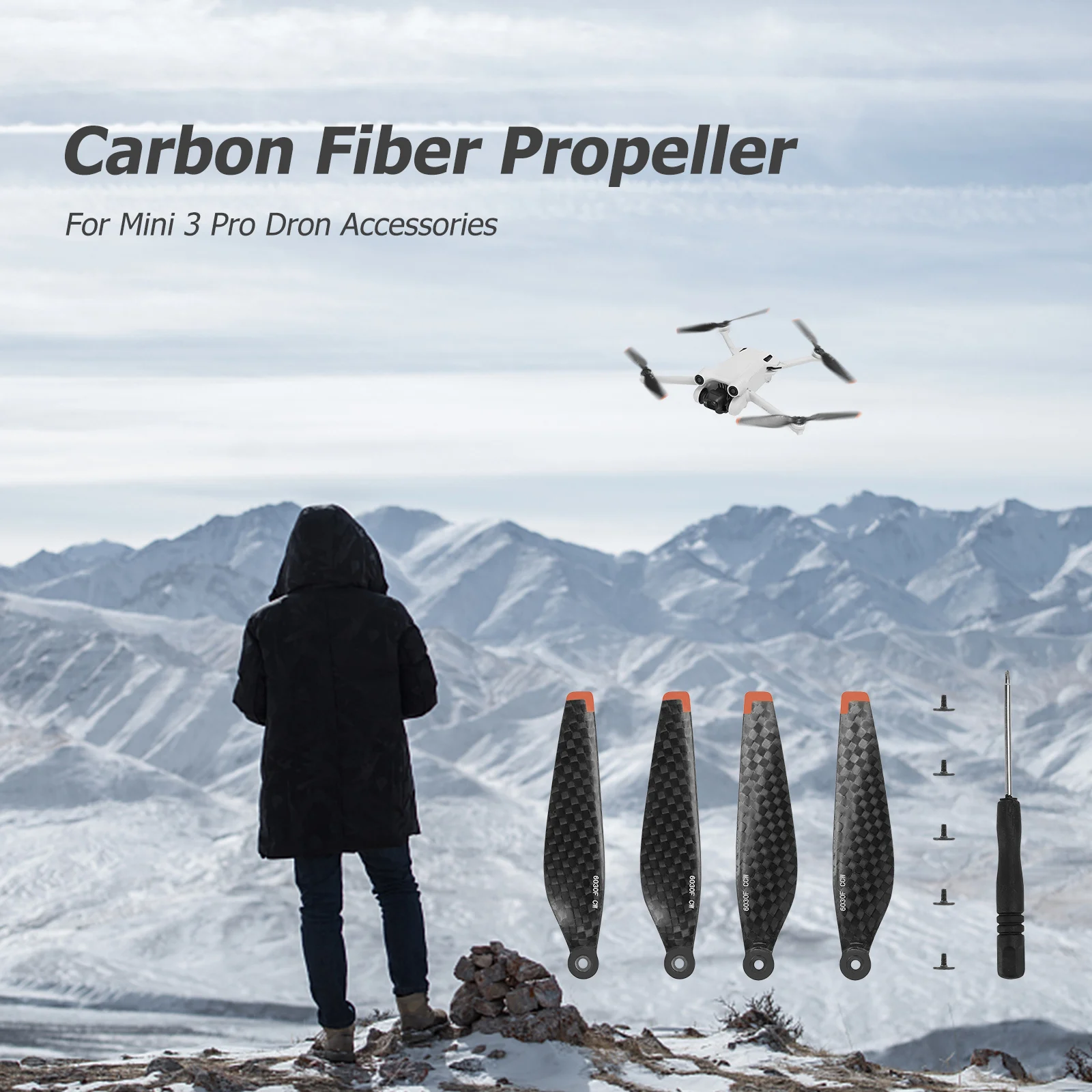 Carbon Fiber Propeller Props Blade Low-noise Drone Wing Fans Quick-release Propeller Blade Spare Parts for Dji Mini 3 Pro