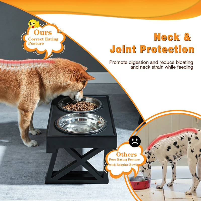 Elevated Dog Bowls 3 Adjustable Heights Dog Food Water Bowl with Slow Feeder Bowl Dog Bowl For Pet Meal Mat Elevated Bowl Mat 3