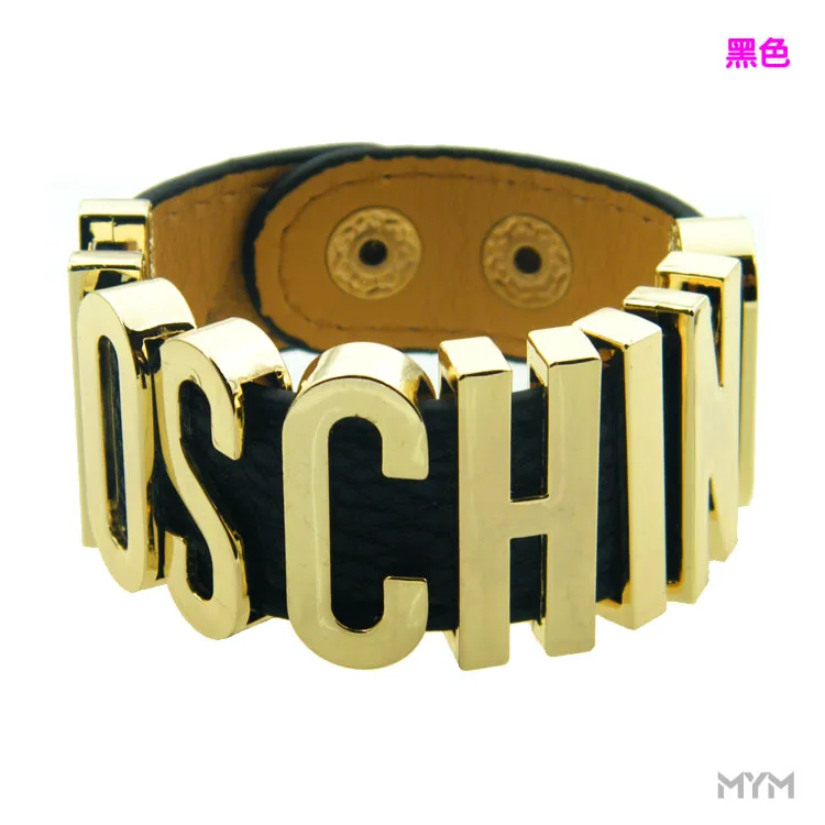 

PU MOS letter string metal buckle leather bracelet