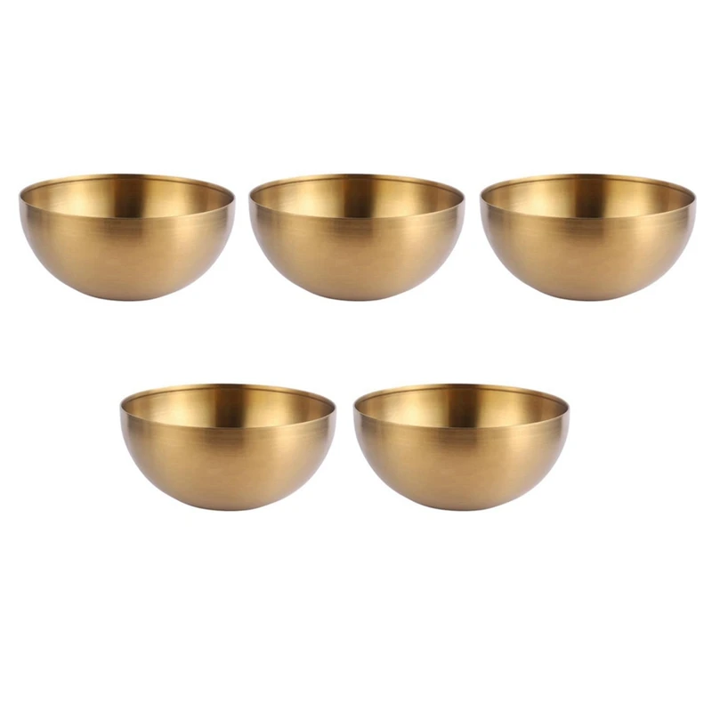 

5X Large Capacity Stainless Steel Salad Bowls Korean Soup Rice Noodle Ramen Bowl Kitchen Food Container,Gold,20X9CM