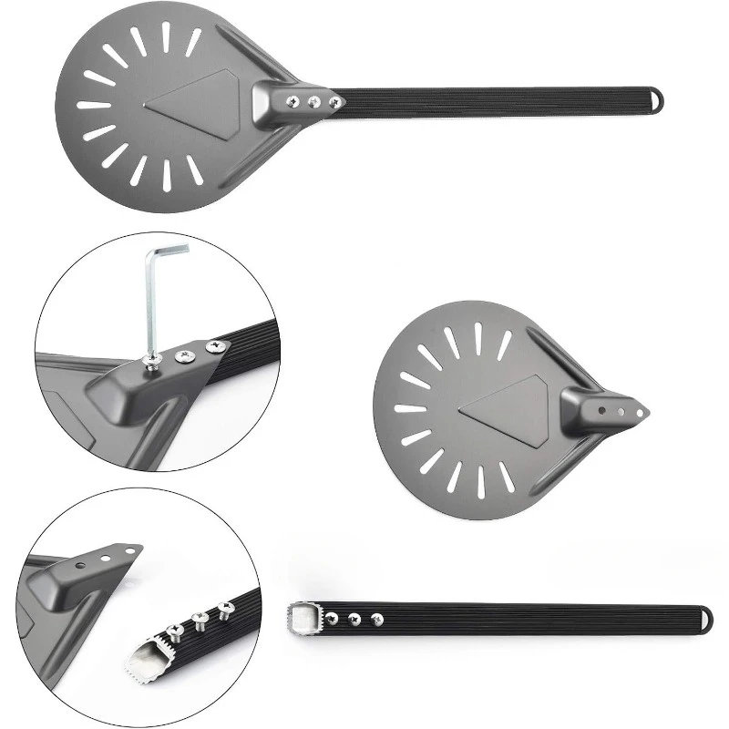 7/8/9inch Professional Pizza Spatula Paddle Perforated Aluminum Metal Pizza Turning Peel for Homemade Oven Accessories