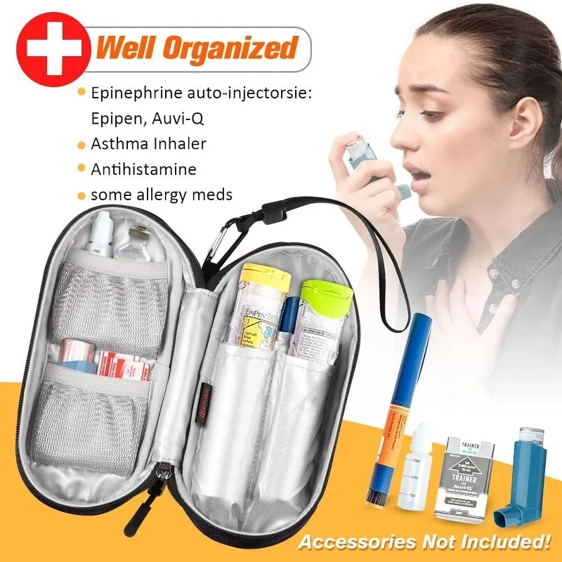 Outdoor Insulated Travel Medication Organizer Bag with Survival Kit and EpiPens Pouch for Emergency Medical Supplies