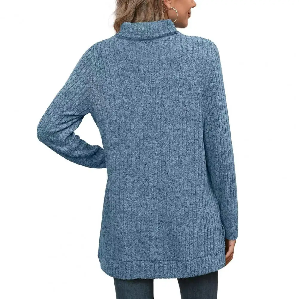 

Trendy Stylish Ladies Sweater Cozy Stylish Women's Turtleneck Sweater Soft Knitted Pullover with Side Split for Warm for Women