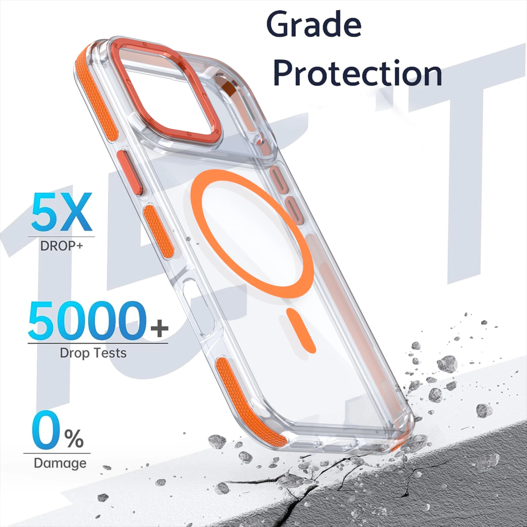 Luxury Shockproof MagSafe Wireless Charging Clear Case with Magnetic Cover