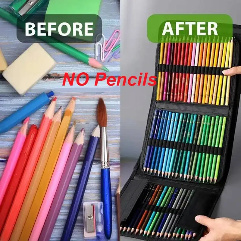 Estuche Cuadrado Grande Para Bolígrafos Elásticos Para Niños Y Niñas, Color Negro