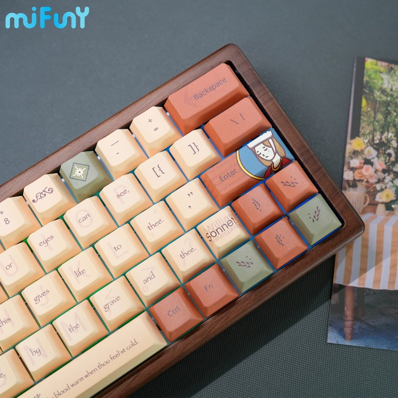 

MiFuny Retro Chinese Style Keycaps Set Customizable PBT Cherry Profile Key Caps Mechanical Keyboard for 61/64/68/87/75/98 Keys