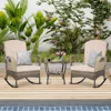 3-Piece Outdoor Furniture Set, Patio Conversation Chair, Wicker Cushioned Patio Rocker with Side Table for Porch, Garden, Poolsi 1