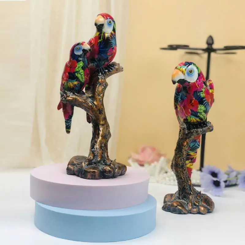 

European colorful parrot resin ornaments home decorations crafts living room TV cabinet entrance decoration