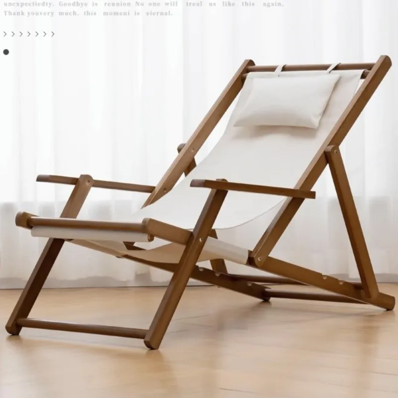 Folding Chair Folding Portable Chairs Solid Wood Lounge Chair Balconies Home Leisure Outdoor Canvas Beach Chairs Outdoor Camping Camping Chair