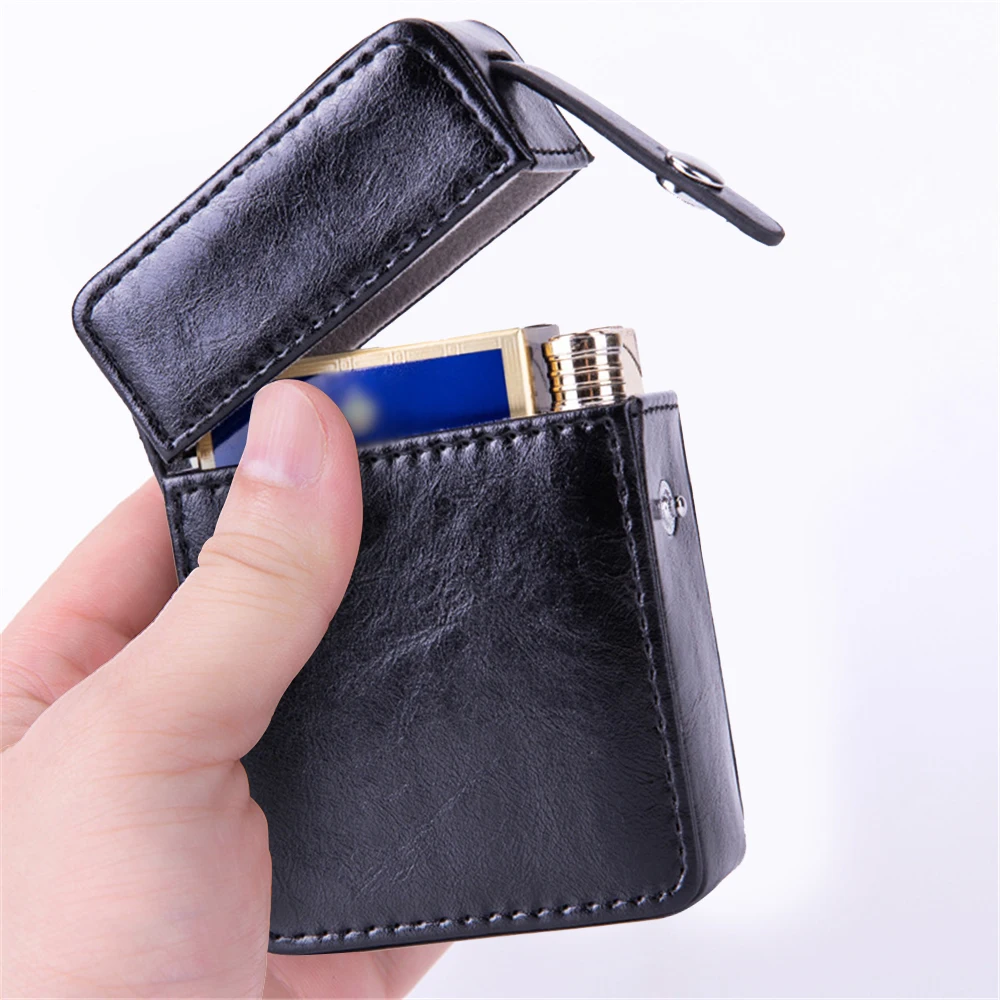 

Potable PU Leather Cigarette Box 20pcs Cigarette Capacity Lighter Holder Case Retro Thick 8cm Cigarette Pack Smoking Accessories