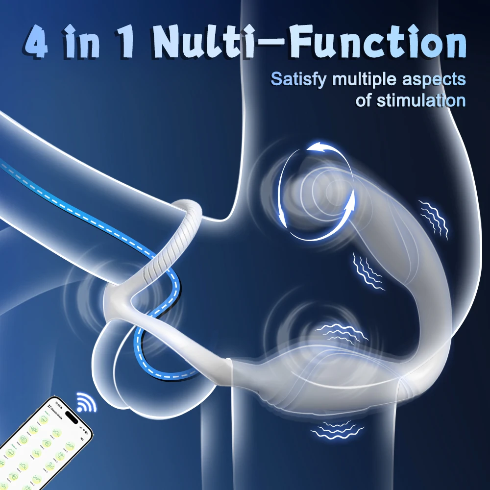 App-Steuerung, Vibrator für Männer, Prostata-Massagegerät, Dual-Penisring, Penisringe, Anal, vibrierender Buttplug, Analsexspielzeug für Männer 1