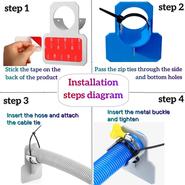 Úszómedence-Cső Tartó 30-38 Mm-Es Csövek Rögzítő Tartókhoz Tartozó Tömlő Kimeneti Tartótartammal Kiegészítőkkel - Image 5