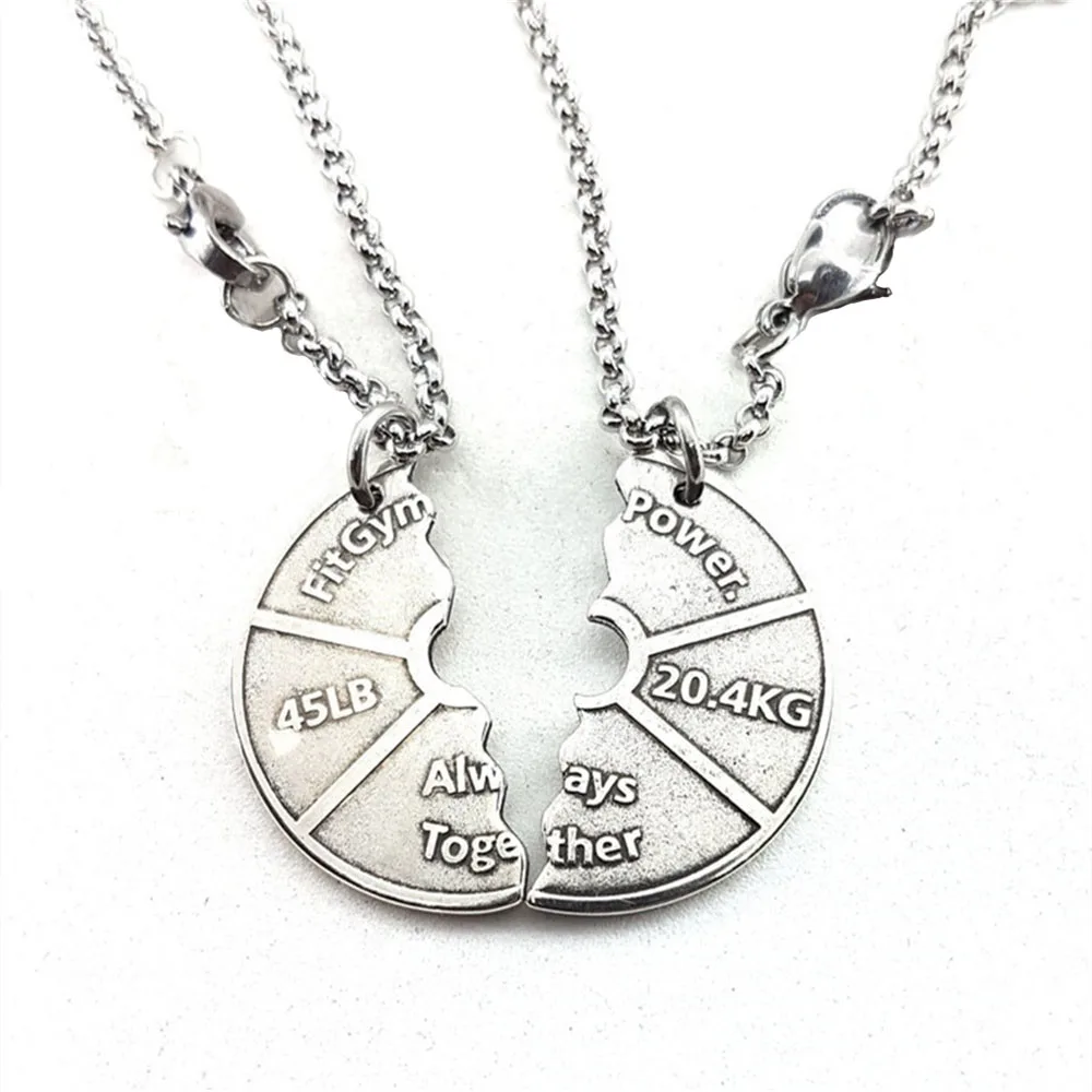 

10pair Couple Necklaces Weight Plate I Love My Life Plate Always Together Weightlifter Gym Gifts Bodybuilding Fitness bff gifts