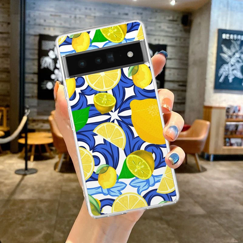 Mediterranean Lemon Soft Silicone Shockproof Clear Phone Case