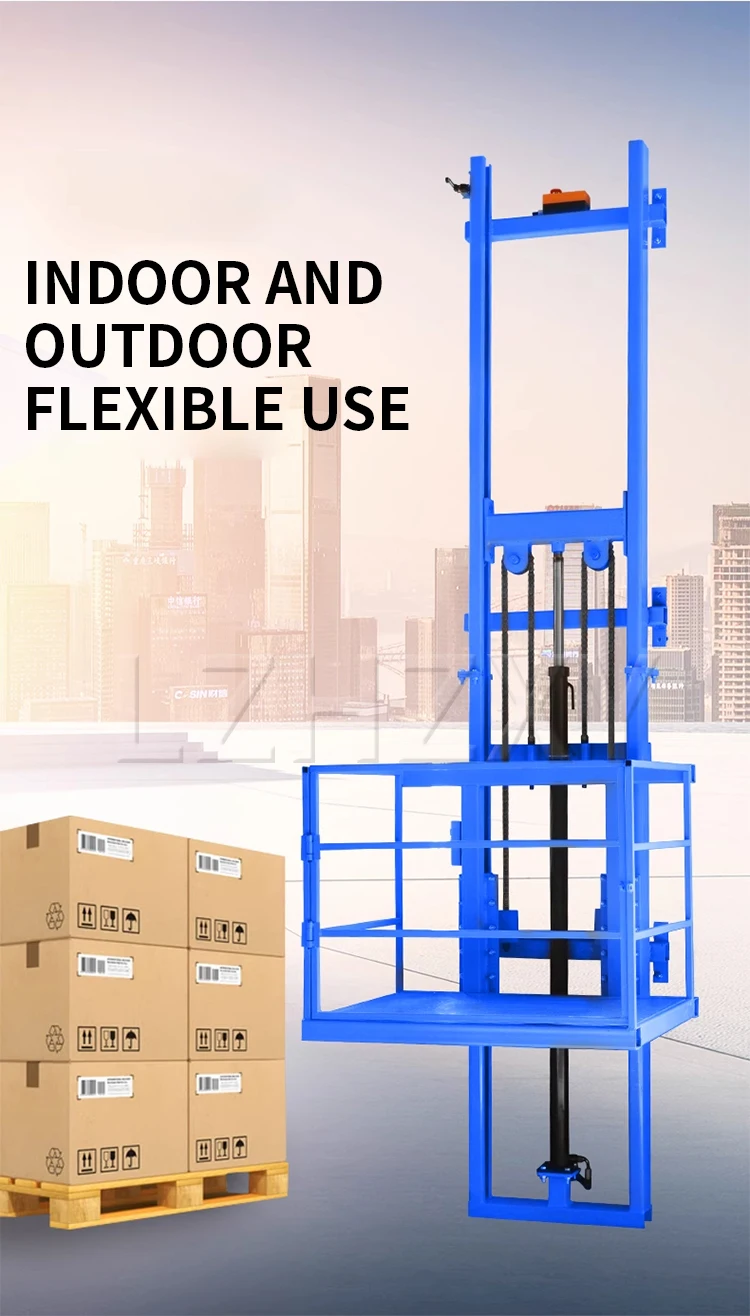 500KG/1000KG Electric lift Small electric hydraulic lift freight elevator guide
