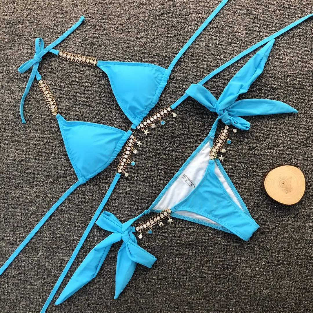 Women's Fashion Sexy Pendant Triangle Sexy Women's Swimsuit Bikini Set