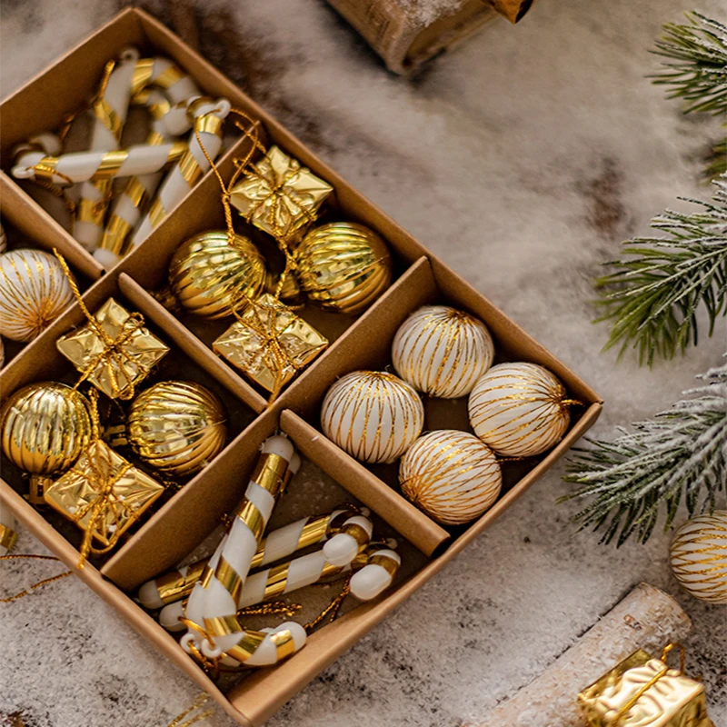 Conjunto de decoración para árbol de Navidad, caja de lujo, adornos Multicolor mezclados, bolas colgantes, regalo de fiesta de Navidad, Año Nuevo 2023