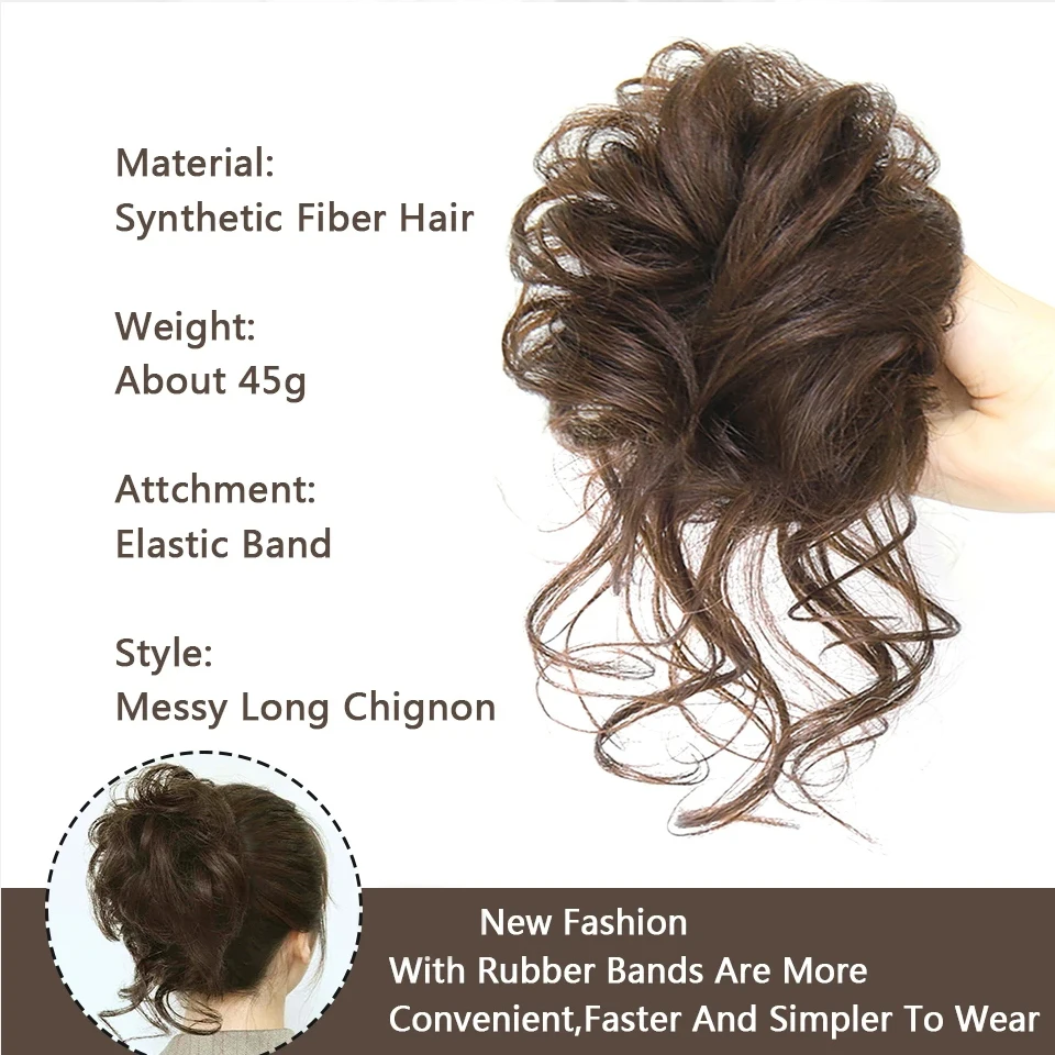 LUPU Synthetic Hair Bun Chignon Messy Curly Hair Band Elastic Scrunchy False Hair Pieces For Women Hairpins Black Brown Best Sellers In Hair Extensions & Wigs
