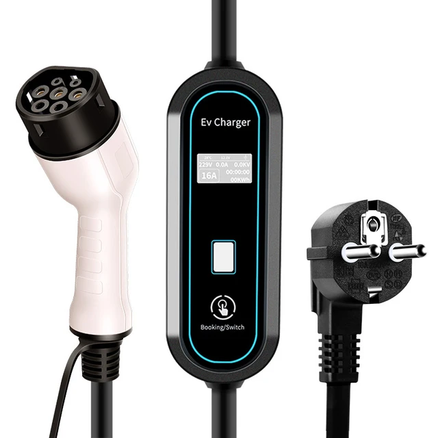 Electric Vehicle EV Portable Charger Type-2 Type-1 16a3.5kw 5m Wallbox Current Car Fast Charger Charging Cable EU-Plug US-Plug 1