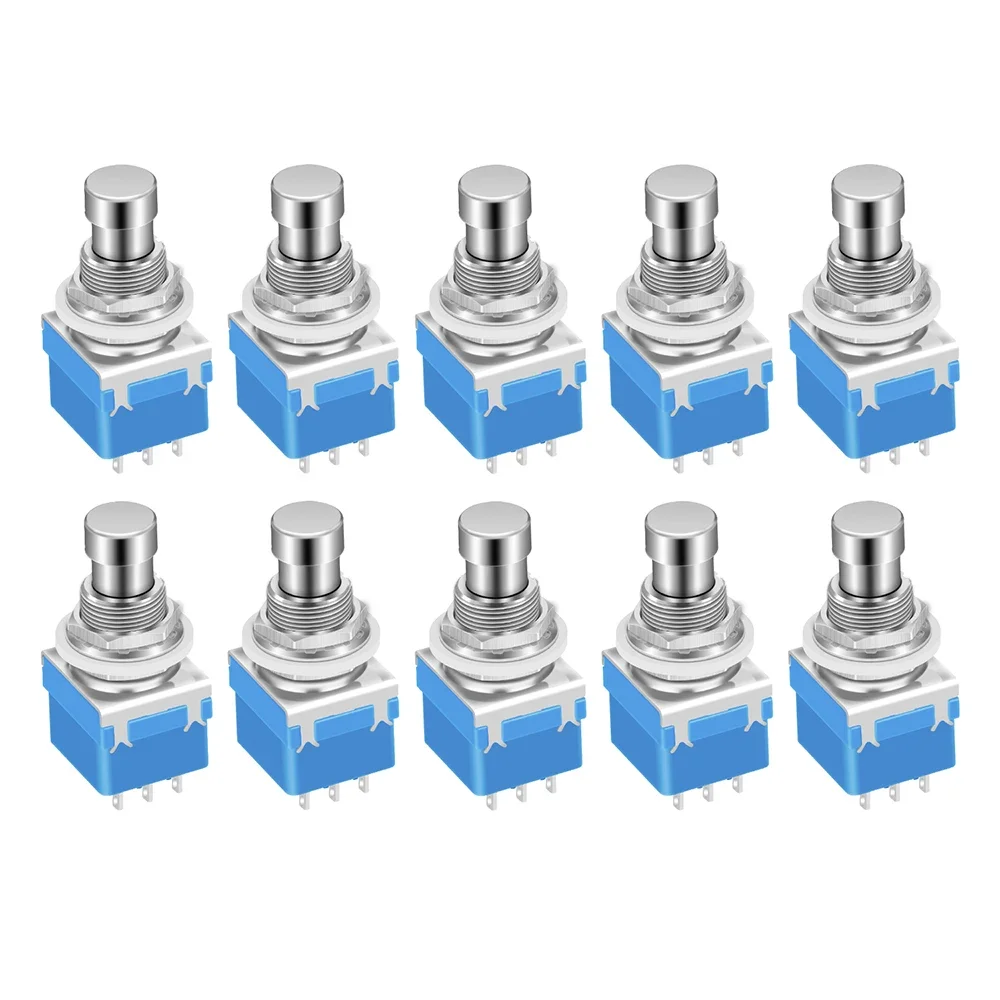 Guitar Effects Stomp Switch 10PCS 3PDT Guitar Foot Switches 9 Pin Latching Push Button Switch ON-ON With Solder Terminal