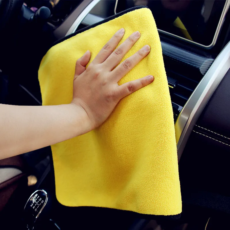 두꺼운 마이크로 화이버 더블 레이어 세차 수건, 부드러운 건조